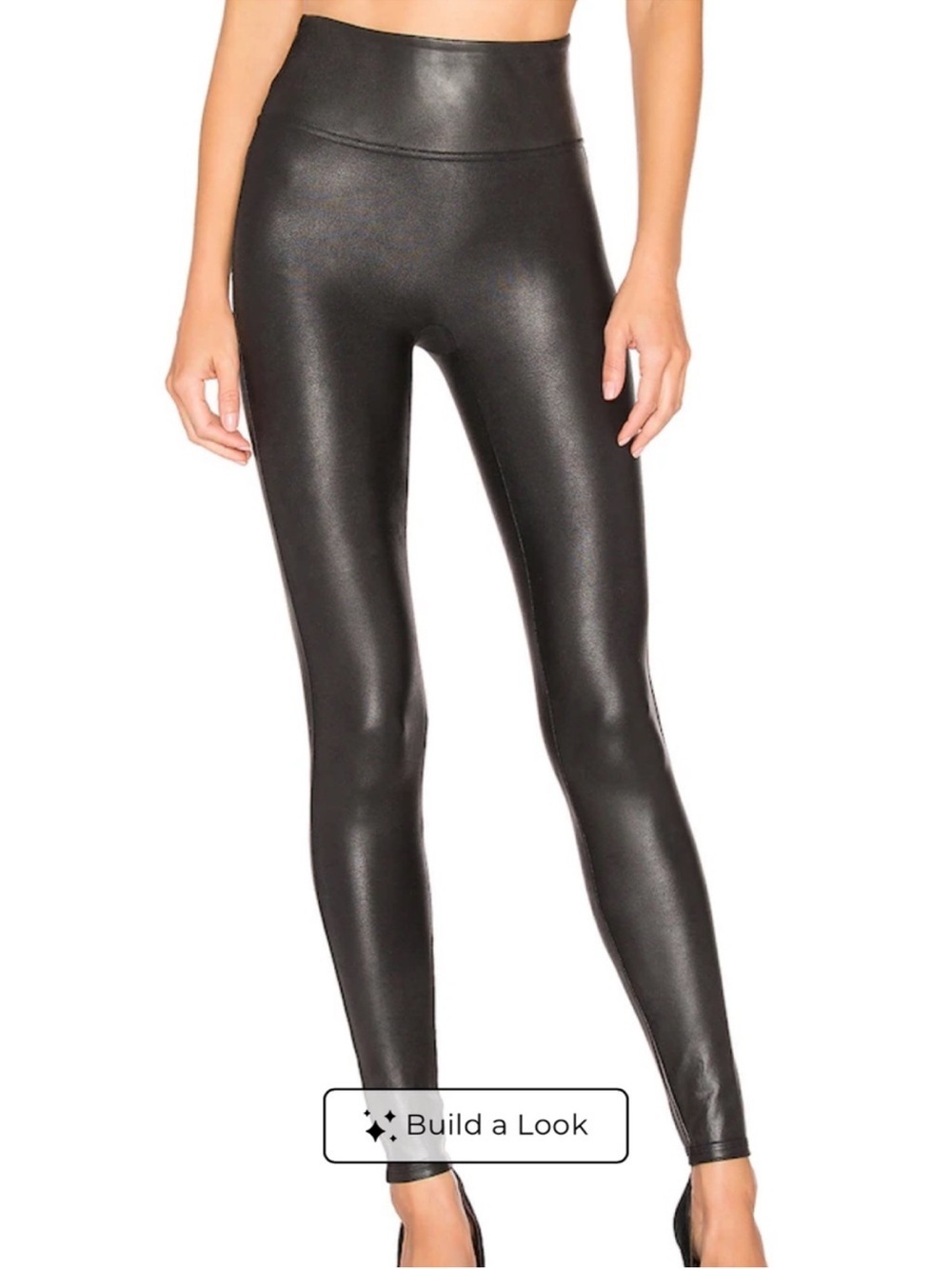 SPANX Faux-Leather Leggings - Black Shimmer Women’s XL